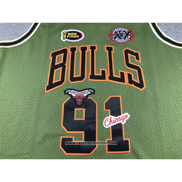 Camiseta Chicago Bulls Dennis Rodman #91 Mitchell & Ness 1997-98 Verde